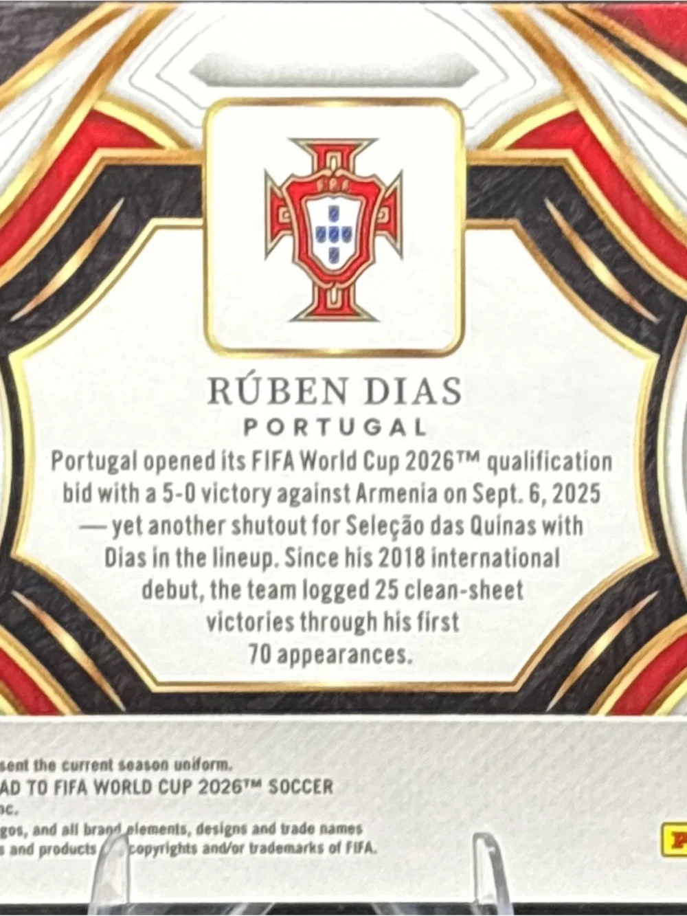 Panini Select Ruben Dias Soccer Trading Card - Snapshot